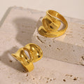 Polished Irregular Twisted Gold Stainless Steel Rings Sizes 6-9 view 4