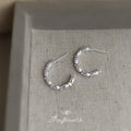 Faceted Segment Bamboo C-Hoop Stud Earrings Silver Gold view 6