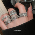 Silver Gold Rhinestone Open Ring Sets Three Five Piece view 3