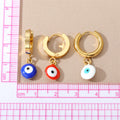 Gold Tone Colorful Evil Eye Huggie Drop Earrings in Seven Colors view 4