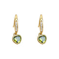 Gold Tone Clear Stone Bar And Lime Heart Drop Earrings For Women view 5