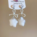 Bow and Fuzzy Star Drop Earrings in Black and White view 6