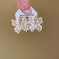 Crystal Butterfly Stud Earrings in Three Styles With Silver-Tone Settings view 8