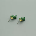 Green Crocodile Figural Stud Earrings with Gold Tone Mouth Detail view 1