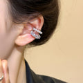 Layered Pearl and Crystal C-Shaped Statement Ear Cuffs view 3
