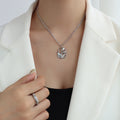 Tulip Oval Openwork Pendant Necklace On Figaro Chain view 7