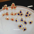 Gold Tone Floral Crystal Tassel Drop Earrings Fashion Jewelry view 4