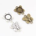 Butterfly Double Loop Round Bezel Connector Metal Trays view 1