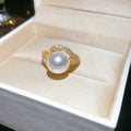 White Pearl Pavé Swirl Open Rings Silver and Gold Tone view 7