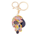Rhinestone Skull Keychain Gold Metal Crystal Bag Charm view 5