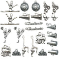 Antique Silver Cheerleader and Football Metal Charms with 12 Listed Options view 1