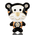Cartoon Tiger Brooch In 2 Styles With Enamel And Crystal Details view 2