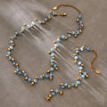 Gold Bead Stone Necklace Bracelet Set Ten Stone Options view 3