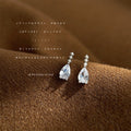 Silver Triple Pearl Teardrop Crystal Mini Stud Earrings view 3