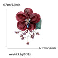 Layered Fabric Flower Brooch With Beaded Tassels Jacket and Scarf Accessory view 11