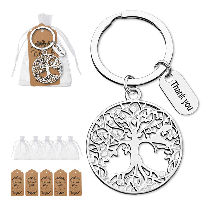 Silver Tree of Life Filigree Keychain Thank You Tag