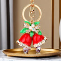 Classic Red Double Bell Christmas Keychain with Gold Tone Hardware view 6