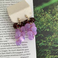 Colorful Grape Cluster Beaded Stud Earrings with Polished Metal Details view 3
