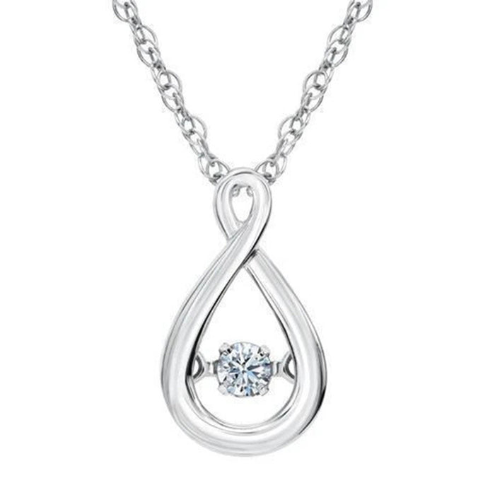 Silver Tone Infinity Teardrop Dancing Stone Necklace