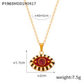 Gold Enamel Evil Eye Pendant Necklace Crystal Center 40+5cm view 12