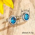 Turquoise Color Round Stud Earrings in Antique Silver-Tone view 4
