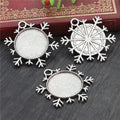 Snowflake Round Pendant Bezel Blank for Cabochon Craft view 2