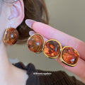 Amber Brown Resin Stud Earrings In Three Shapes Jewelry view 2