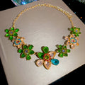 Multicolor Crystal Flower Necklace and Stud Earrings Two Styles view 6