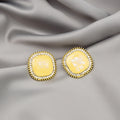 Square Shell Look Crystal Border Statement Stud Earrings view 3