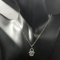 Rhinestone Hamsa Hand Pendant Necklaces in Gold and Silver Tone view 3