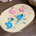 Floral Wire Hoop Earrings with Beaded Sprays in Two Colors view 2