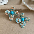Textured Petal Flower Stud Earrings in Three Patterns view 7