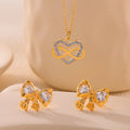 Bow Crystal Stud Earrings Heart Infinity Pendant Necklace view 4