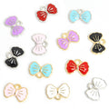 Enamel Double Bow Charms in Gold and Silver Tones, Six Colors view 5