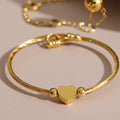 Geometric Heart Soft Cable Open Bangles Gold Steel view 2
