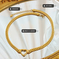 Cuban Link Heart Choker Necklace Gold Or Steel Finish view 2