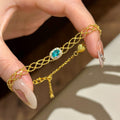 Lattice Mesh Green Halo Stone Bracelets Gold Silver view 4