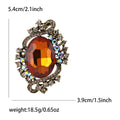 Large Oval Crystal Scroll Brooch in Six Jewel Tone Colors view 9