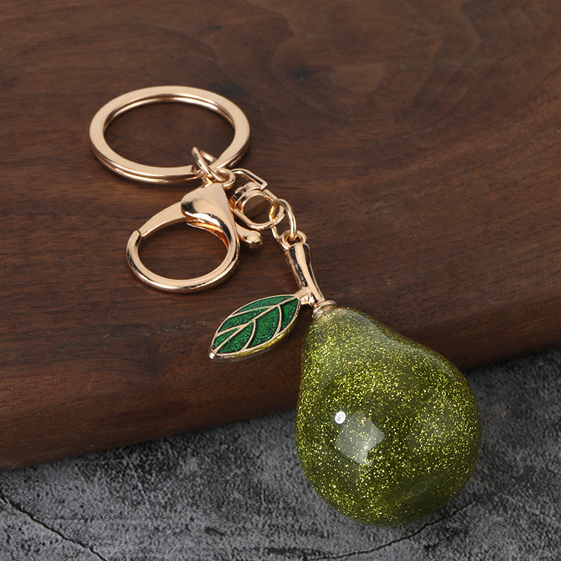 Cute Resin Pear Fruit Keychain for Car Keys, Bags and Daily Accessories
