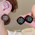 Polka Dot Fabric Stud Earrings in Three Shapes and Colors view 2
