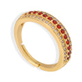 Gold Triple-Row Open Adjustable Ring Blue Red Crystal Pavé view 5