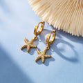 Zirconia Starfish Huggie Hoop Earrings Gold Steel ABC view 4