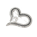 Openwork Double Heart Crystal Brooch with Pearl Accent view 5