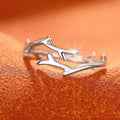 Textured Branch Adjustable Open Ring In Polished Silver Tone view 2