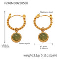 Twisted Hoop Earrings Green Agate Drop Gold Or Steel view 7