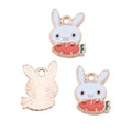 Gold Tone White Rabbit and Watermelon Enamel Charm view 4