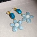 Blue Ombre Flower Drop Stud Earrings Fashion Jewelry view 6