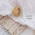 Gold Double Band Hammered Texture Intertwined Rings Multi Size view 2