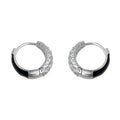 Silver Tone Half Pave Clear Stone Huggie Hoop Earrings For Women view 5