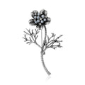 Antique Gold Silver Pearl Branch Flower Plant Brooch view 2